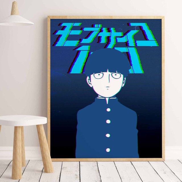 Malarstwo plakatowe Anime Mob Psycho 100 na płótnie - zabytkowa dekoracja do domu - Wianko - 14