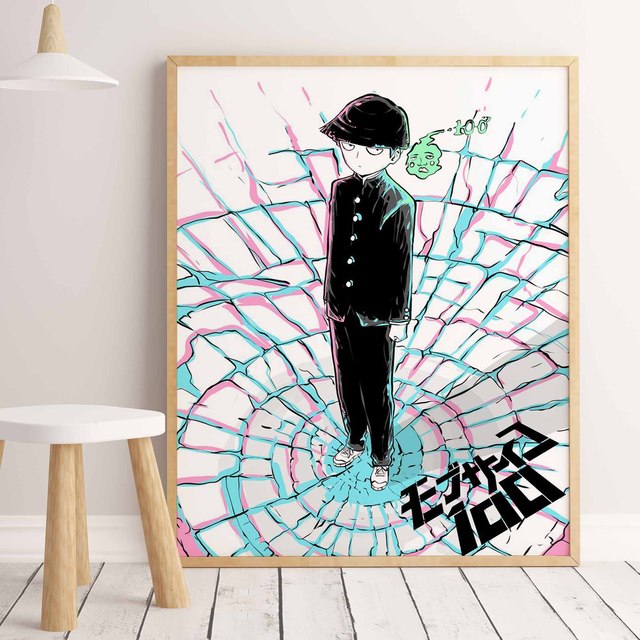 Malarstwo plakatowe Anime Mob Psycho 100 na płótnie - zabytkowa dekoracja do domu - Wianko - 15