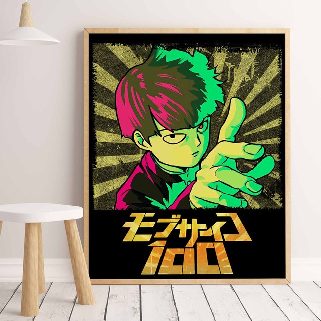 Malarstwo plakatowe Anime Mob Psycho 100 na płótnie - zabytkowa dekoracja do domu - Wianko - 10