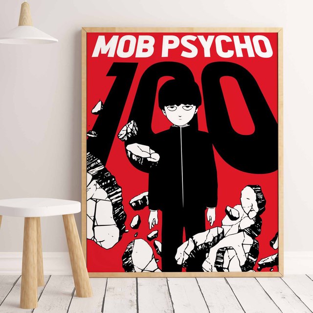 Malarstwo plakatowe Anime Mob Psycho 100 na płótnie - zabytkowa dekoracja do domu - Wianko - 11