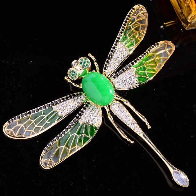 Elegancka broszka z cyrkoniami Dragonfly – biżuteria wyjątkowa, idealna do kurtki i innych elementów garderoby - Wianko - 1