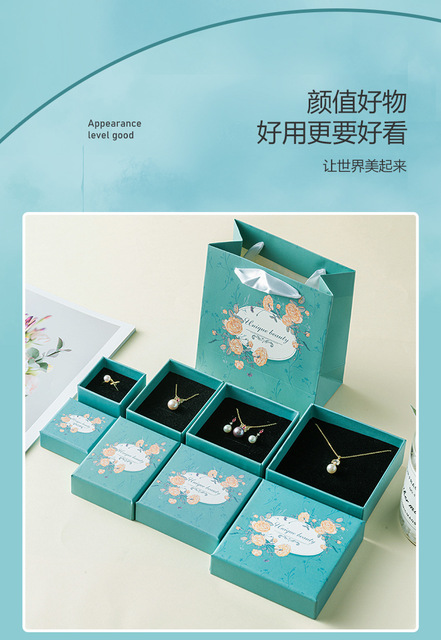 Kwadratowe pudełko z biżuterią, naszyjnikiem i stojakiem do kolczyków - wzory kwiatowe - Wianko - 8