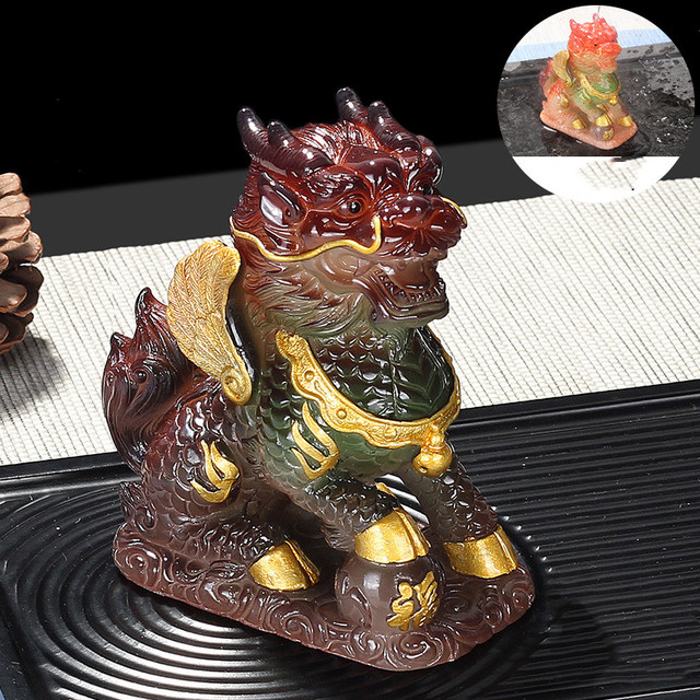 Petropucha - kolorowa zmieniająca się herbaty z żywicy, figurka statua ornament do biura i stolik do herbaty na biurko, szczęście, rzemiosło - Wianko - 6
