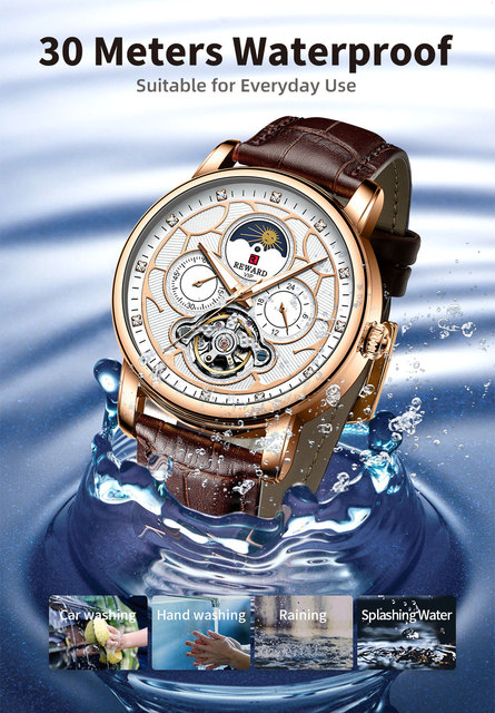 Męski automatyczny zegarek mechaniczny z prawdziwej skóry, Luminous Tourbillon, ruch Wrist Watch [KOD: LOVEREWARD] - Wianko - 8
