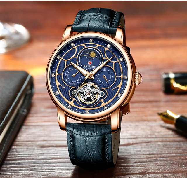 Męski automatyczny zegarek mechaniczny z prawdziwej skóry, Luminous Tourbillon, ruch Wrist Watch [KOD: LOVEREWARD] - Wianko - 20
