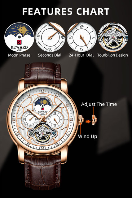 Męski automatyczny zegarek mechaniczny z prawdziwej skóry, Luminous Tourbillon, ruch Wrist Watch [KOD: LOVEREWARD] - Wianko - 5