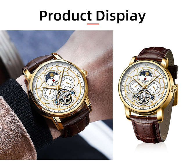 Męski automatyczny zegarek mechaniczny z prawdziwej skóry, Luminous Tourbillon, ruch Wrist Watch [KOD: LOVEREWARD] - Wianko - 13