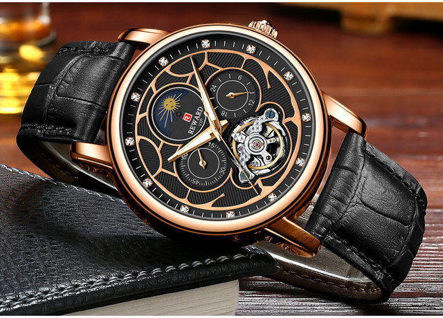 Męski automatyczny zegarek mechaniczny z prawdziwej skóry, Luminous Tourbillon, ruch Wrist Watch [KOD: LOVEREWARD] - Wianko - 15