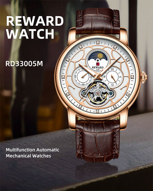 Męski automatyczny zegarek mechaniczny z prawdziwej skóry, Luminous Tourbillon, ruch Wrist Watch [KOD: LOVEREWARD] - Wianko - 1