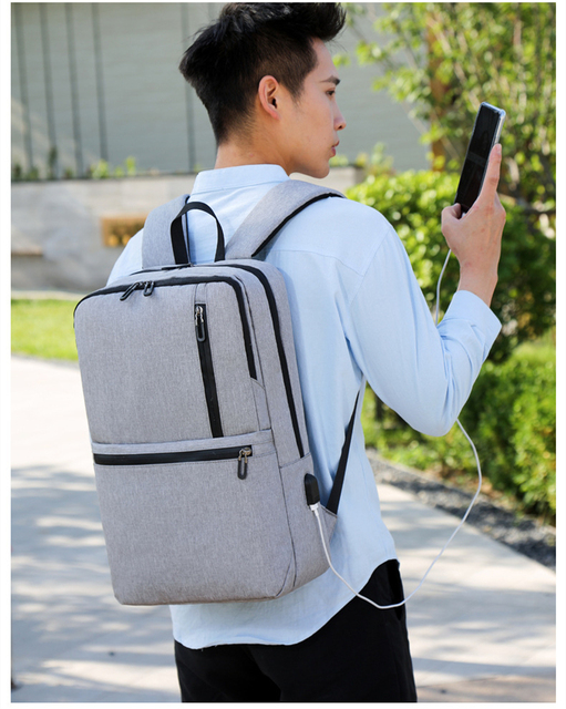 Męska torba na laptop z USB 2020, pojemny plecak biznesowy, idealny na studia, wytrzymała i oddychająca - Wianko - 3