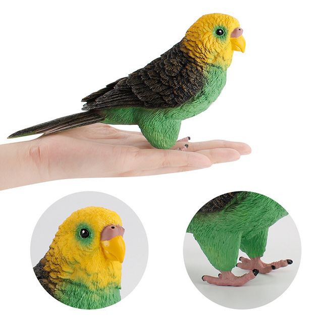 Papuga Ara Crested Budgie - Zestaw 7 figur edukacyjnych dla dzieci - Zabawki Zwierzątka PTAKI - Wianko - 1