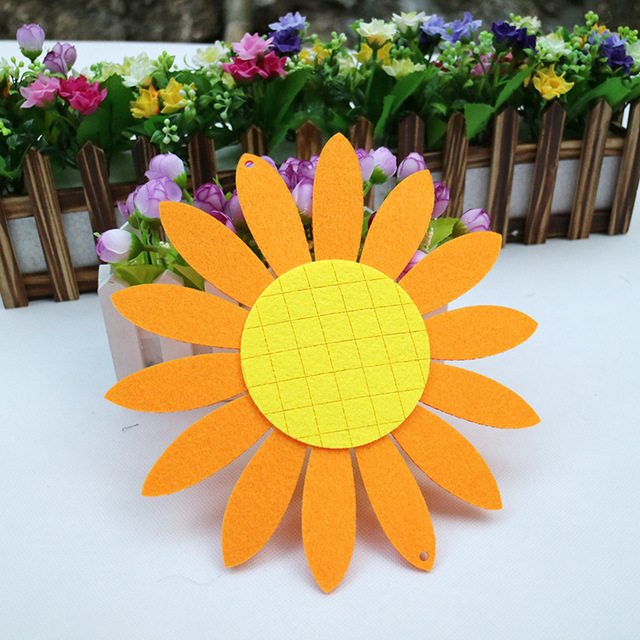 Słonecznik włóknina poliestrowa 23cm - podkładka z filcu do ręcznej pracy DIY dom i prezenty dla dzieci, lalka wisząca - Wianko - 9