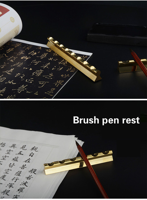 Wielofunkcyjne przyciski do papieru, mosiężna szczotka do długopisu oraz chiński obraz na papierze ryżowym - zestaw dla miłośników piękna pisania - Wianko - 4