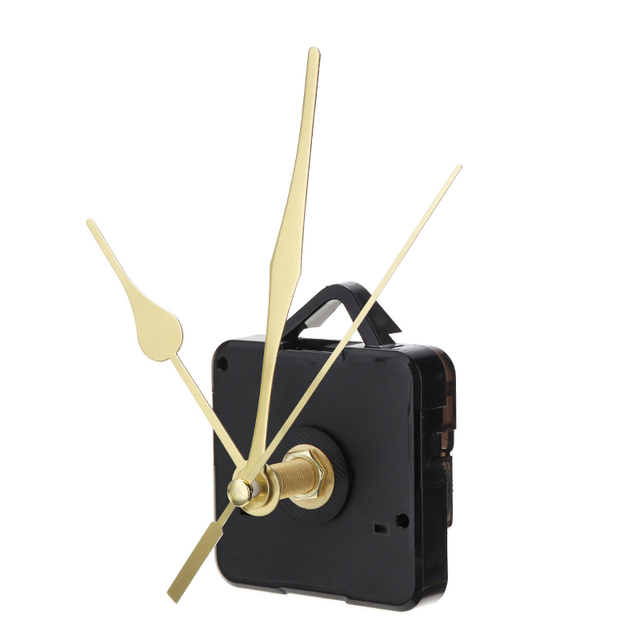 Czarny plastikowy mechanizm kwarcowy ściennego zegara z trzema złoconymi wskazówkami - Wianko - 3
