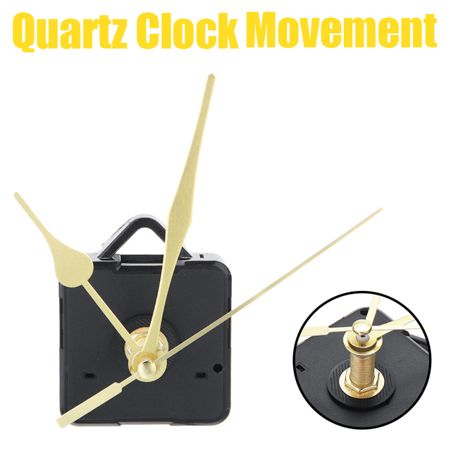 Czarny plastikowy mechanizm kwarcowy ściennego zegara z trzema złoconymi wskazówkami - Wianko - 1