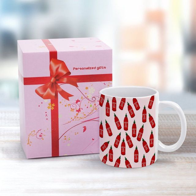 Kreatywny kubek ceramiczny w kolorze białym, czerwonym i różowym, z zabawnym wzorem Sriracha do pikantnych przypraw - Wianko - 3