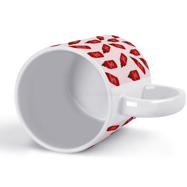 Kreatywny kubek ceramiczny w kolorze białym, czerwonym i różowym, z zabawnym wzorem Sriracha do pikantnych przypraw - Wianko - 5