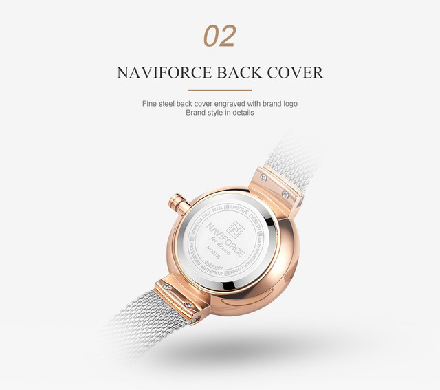 Zegarek damski NAVIFORCE 2021, wodoodporny, luksusowy, z kwiatowym wzorem - Wianko - 6