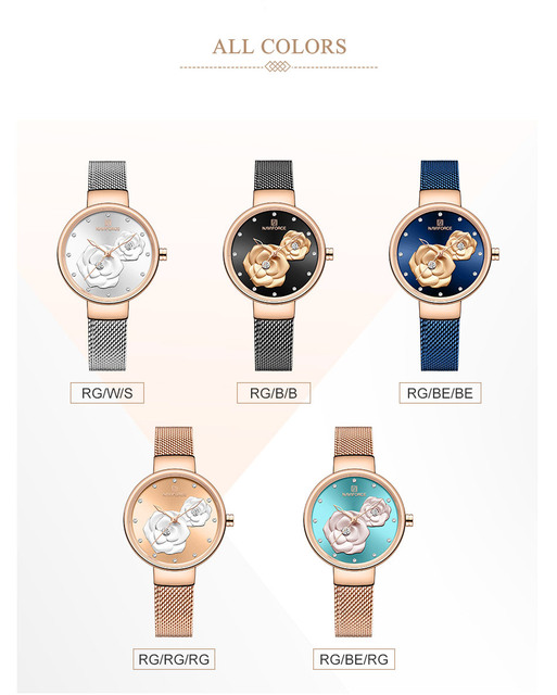 Zegarek damski NAVIFORCE 2021, wodoodporny, luksusowy, z kwiatowym wzorem - Wianko - 10