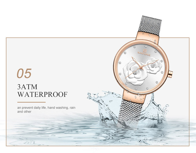 Zegarek damski NAVIFORCE 2021, wodoodporny, luksusowy, z kwiatowym wzorem - Wianko - 9