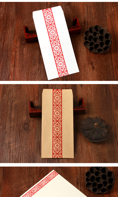 Koperta Vintage w tradycyjnym chińskim stylu z klasycznym czerwonym wzorem oraz zestawu papieru do pisania - piękne i starożytne - Wianko - 2