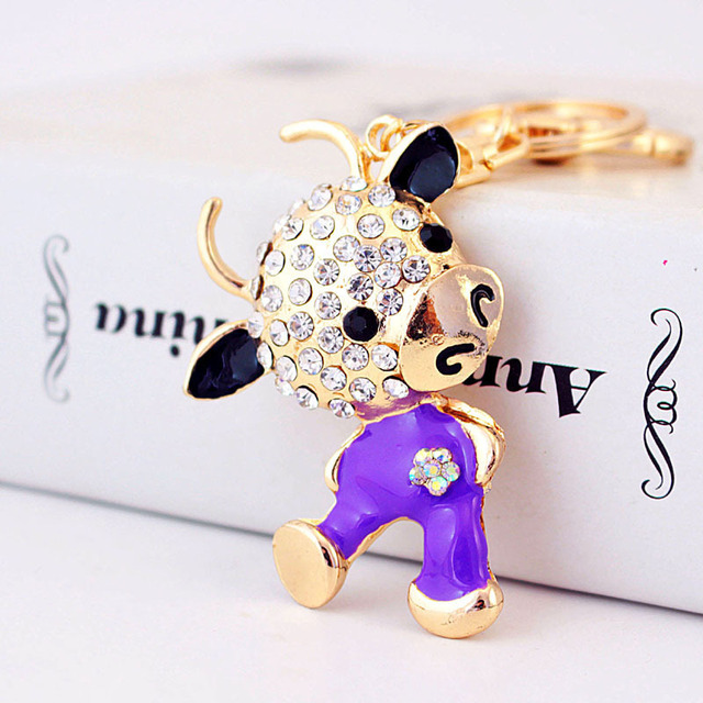Breloczek na klucze - Nowa modna biżuteria z podobizną krowy - 12 zodiakalnych myszy jako prezent dla par - złote kryształy w stopie tytanu - Wianko - 12