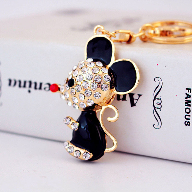 Breloczek na klucze - Nowa modna biżuteria z podobizną krowy - 12 zodiakalnych myszy jako prezent dla par - złote kryształy w stopie tytanu - Wianko - 16