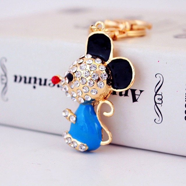 Breloczek na klucze - Nowa modna biżuteria z podobizną krowy - 12 zodiakalnych myszy jako prezent dla par - złote kryształy w stopie tytanu - Wianko - 15