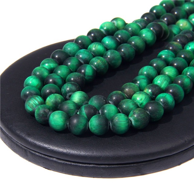 Koraliki zielonego tygrysiego oka matowe, 6-12mm, kamień naturalny, element dystansowy do biżuterii DIY - Wianko - 46