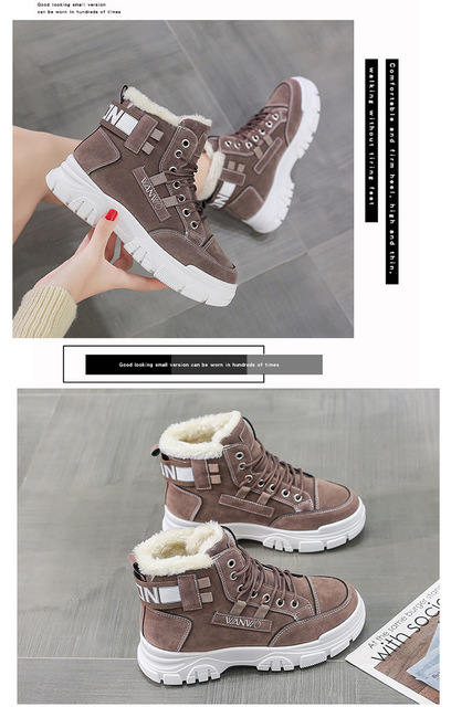 Futrzane buty damskie zimowe z platformą Chunky Sneakers - botki ciepłe pluszowe - Wianko - 12