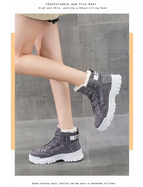 Futrzane buty damskie zimowe z platformą Chunky Sneakers - botki ciepłe pluszowe - Wianko - 10