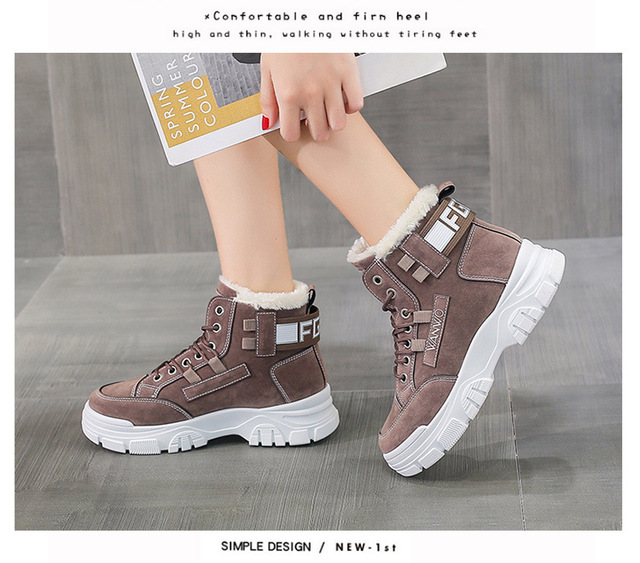 Futrzane buty damskie zimowe z platformą Chunky Sneakers - botki ciepłe pluszowe - Wianko - 13