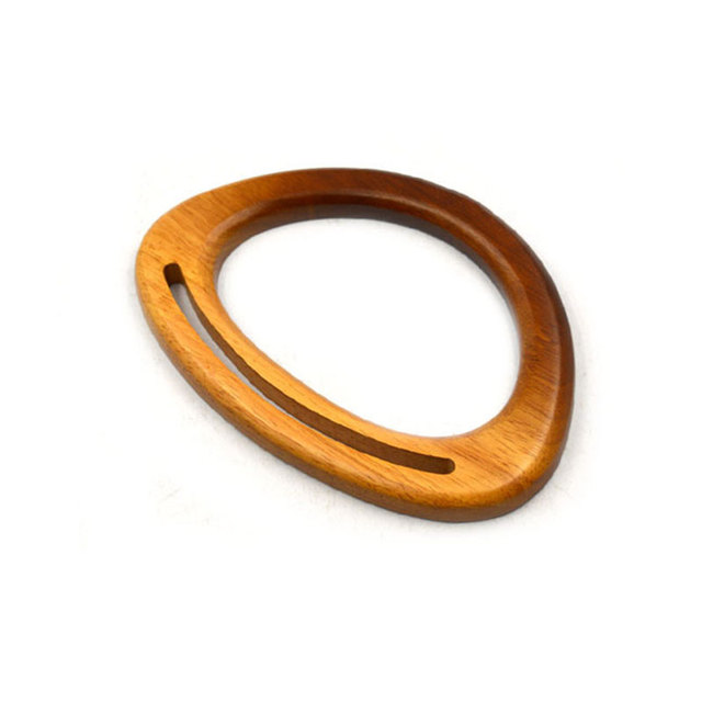 Drewniany uchwyt brązowej torby narzędziowej w kształcie litery D z unikalną gradientową ramą - wysoka jakość i stylowy akcesorium do toreb DIY - Wianko - 4