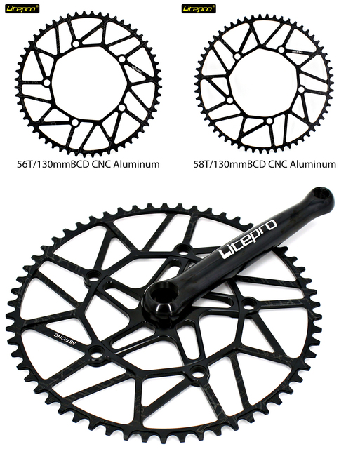 Chainring Litepro 130BCD 48/50/52/54/56/58T - zębatka dla rowerów bmx, ochrona tarczy jednozębnej, część ze skategorii Korby i zębatki rowerowe - Wianko - 3