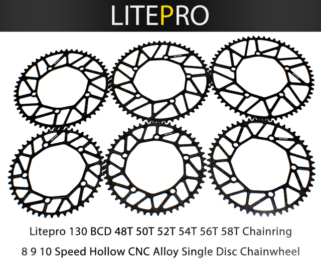 Chainring Litepro 130BCD 48/50/52/54/56/58T - zębatka dla rowerów bmx, ochrona tarczy jednozębnej, część ze skategorii Korby i zębatki rowerowe - Wianko - 1