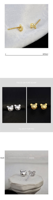Mini słodkie srebrne kolczyki w kształcie niedźwiedzia - Wianko - 1