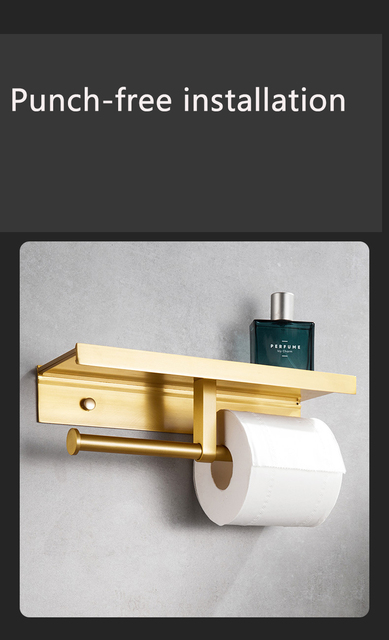 Uchwyt na papier toaletowy z półką marmurową - dozownik aluminiowy, naścienny do łazienki - Wianko - 4
