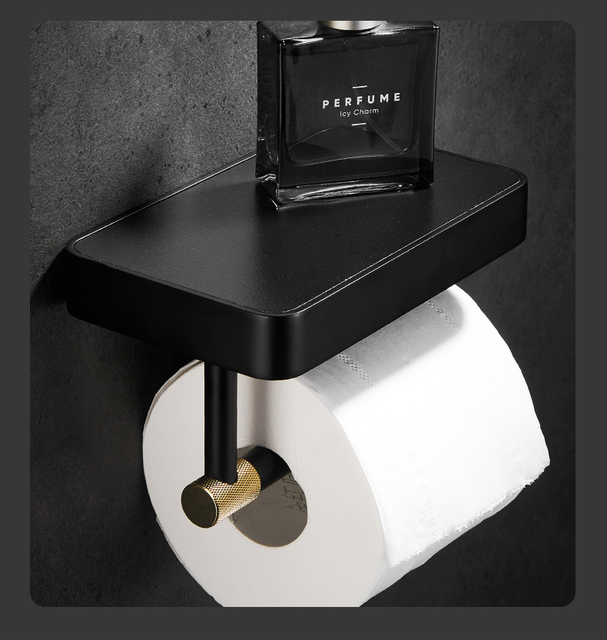 Uchwyt na papier toaletowy z półką marmurową - dozownik aluminiowy, naścienny do łazienki - Wianko - 6
