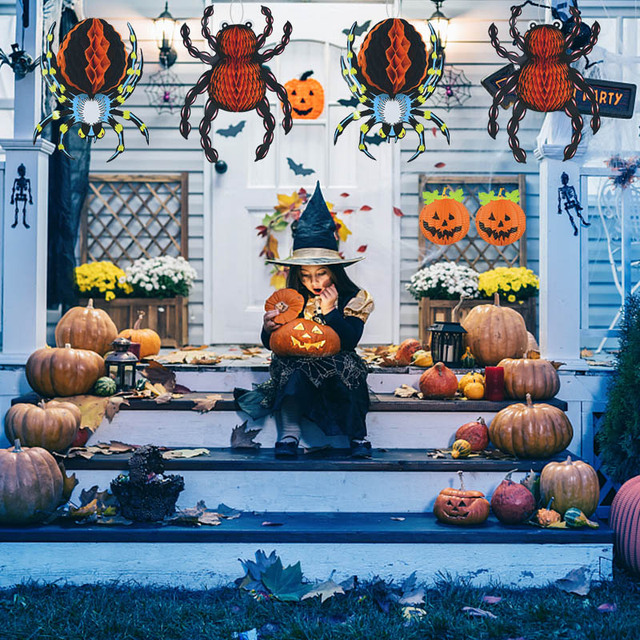 Dekoracja na Halloween: Wiszący Ornament DIY z Włóczki W kształcie Pumkina, Pająka, Ducha i Czarownicy - Wianko - 3
