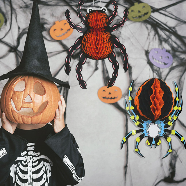 Dekoracja na Halloween: Wiszący Ornament DIY z Włóczki W kształcie Pumkina, Pająka, Ducha i Czarownicy - Wianko - 1