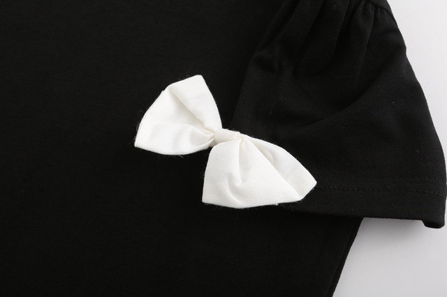 Zestaw ubrań dla dziewczynki z 2020 r. - czarna bluzka z krótkim rękawem i spódnica Tutu z wzorem kwiatowym - Wianko - 9