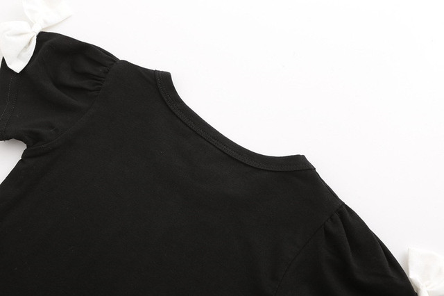 Zestaw ubrań dla dziewczynki z 2020 r. - czarna bluzka z krótkim rękawem i spódnica Tutu z wzorem kwiatowym - Wianko - 10