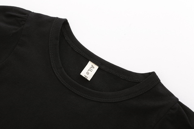 Zestaw ubrań dla dziewczynki z 2020 r. - czarna bluzka z krótkim rękawem i spódnica Tutu z wzorem kwiatowym - Wianko - 8