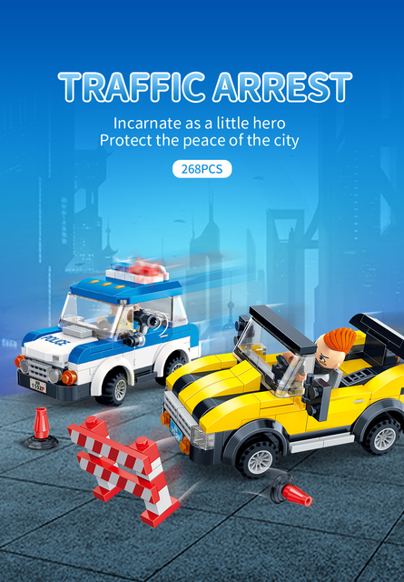BanBao Police - Klasyczny Model bloki do budowy miasta - Samochód techniczny - Edukacyjne zabawki dla chłopców - 7033 - Wianko - 1