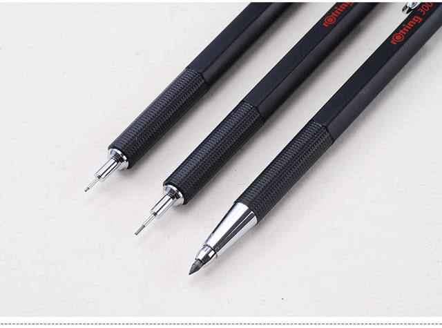 Rotring 300 - ołówek mechaniczny 0.5/0.7/2.0mm, metalowy uchwyt, czarny, szkolne kredki projektowe - Wianko - 18
