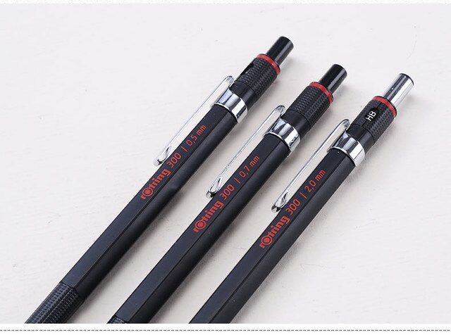 Rotring 300 - ołówek mechaniczny 0.5/0.7/2.0mm, metalowy uchwyt, czarny, szkolne kredki projektowe - Wianko - 17