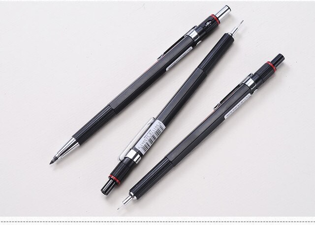 Rotring 300 - ołówek mechaniczny 0.5/0.7/2.0mm, metalowy uchwyt, czarny, szkolne kredki projektowe - Wianko - 15