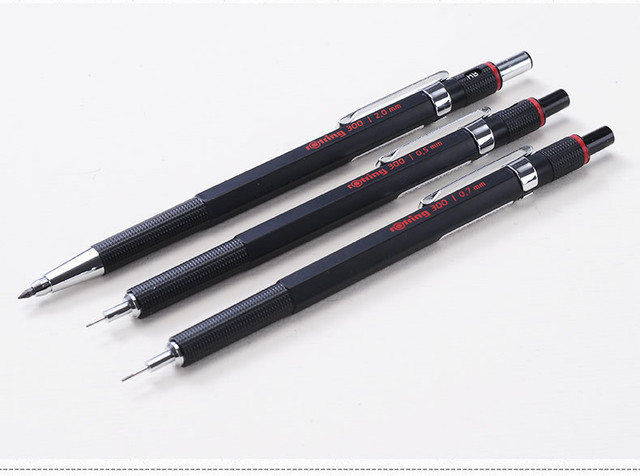Rotring 300 - ołówek mechaniczny 0.5/0.7/2.0mm, metalowy uchwyt, czarny, szkolne kredki projektowe - Wianko - 16
