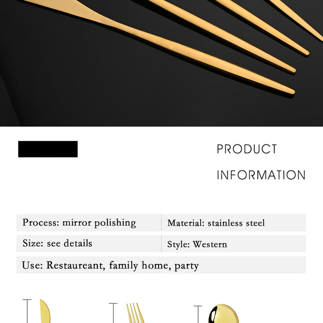 Zestaw 6 zestawów Mnit zielone złoto - sztućce z nożami ze stali nierdzewnej, widelce, łyżki (36 sztuk) - Wianko - 3