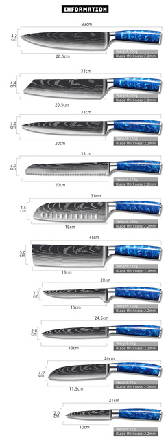 Zestaw profesjonalnych noży kuchennych: odkostnianie, rzeźniczy, do cięcia owoców i mięsa, krojenia, siekania, filetowania i ryb - Wianko - 10
